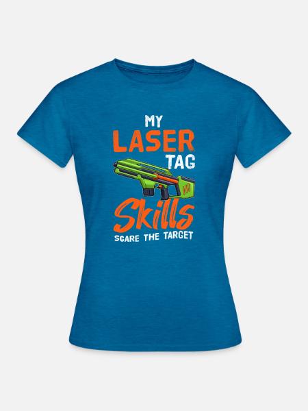 Laser Skills Funny Gaming Blaster Art - Frauen T-Shirt - Antikblaues Saphir meliert