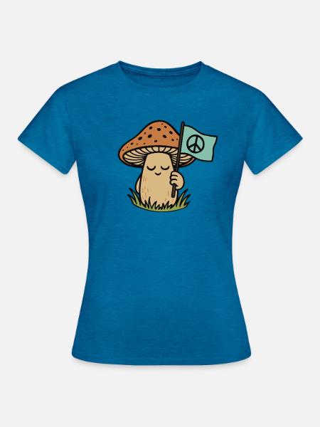 friedlicher Pilz - Frauen T-Shirt - Antikblaues Saphir meliert