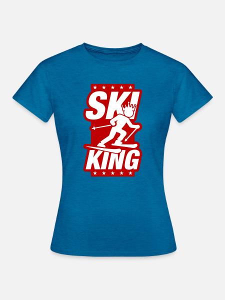 Ski King - Frauen T-Shirt - Antikblaues Saphir meliert