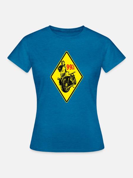 99%er Lady – Bold Biker Vibes - Frauen T-Shirt - Antikblaues Saphir meliert