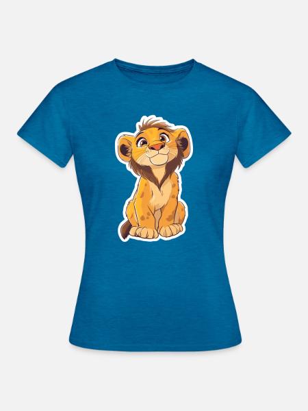 Löwe - Frauen T-Shirt - Antikblaues Saphir meliert