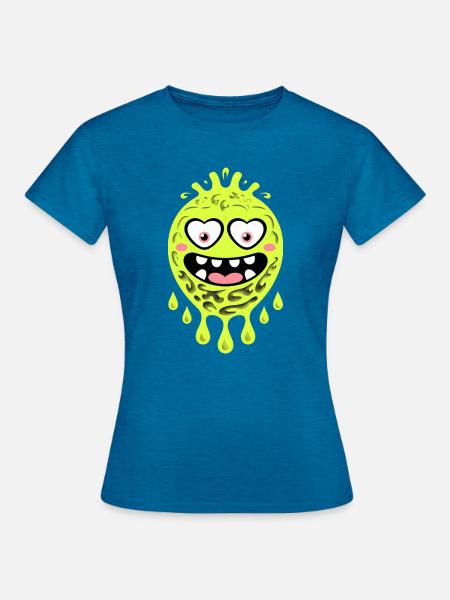 Lustiges Gruselmonster Mit Herzaugen - Frauen T-Shirt - Antikblaues Saphir meliert