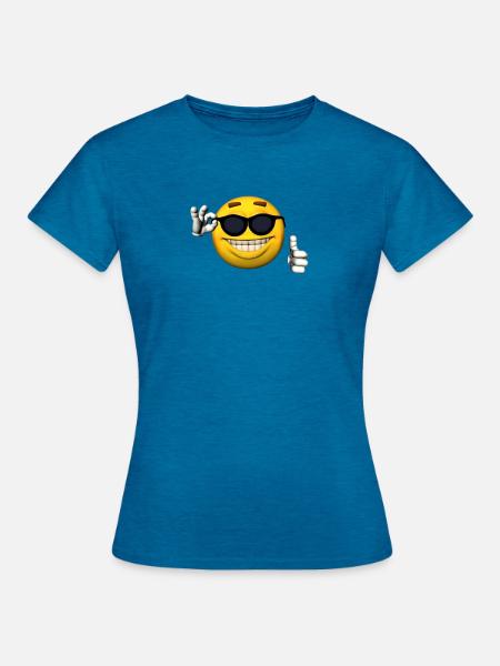 Sonnenbrillen emoji-mit Grinsen - Frauen T-Shirt - Antikblaues Saphir meliert
