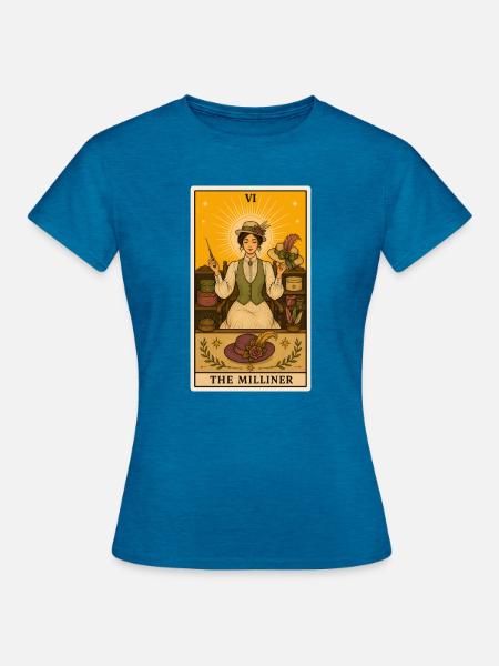 Hutmacherin | Hüte Mode Handwerk Tarot - Frauen T-Shirt - Antikblaues Saphir meliert