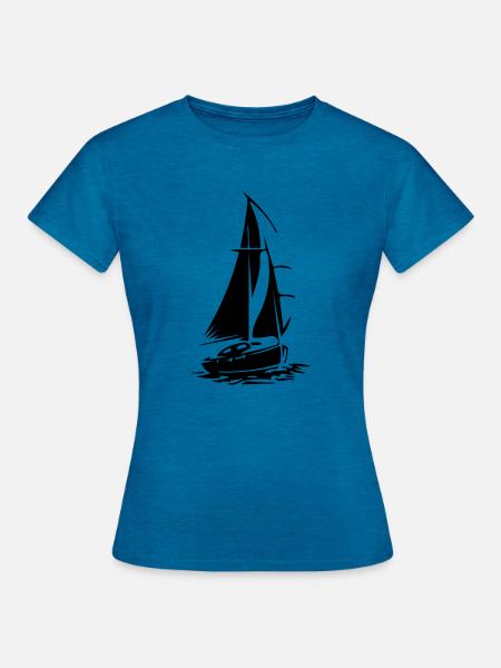 Segelboot - Frauen T-Shirt - Antikblaues Saphir meliert