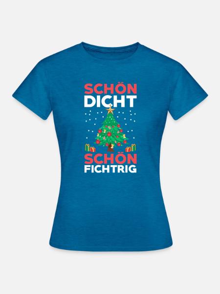 Weihnachtsmann Fichten Weihnachtsbaum Weihnachten - Frauen T-Shirt - Antikblaues Saphir meliert