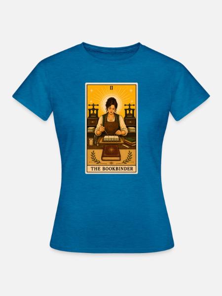 Buchbinderin | Handwerk Buch Tarot - Frauen T-Shirt - Antikblaues Saphir meliert