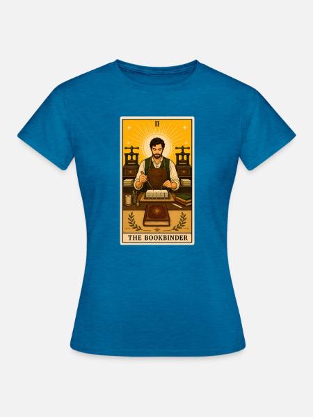 Buchbinder | Handwerk Buch Tarot - Frauen T-Shirt - Antikblaues Saphir meliert