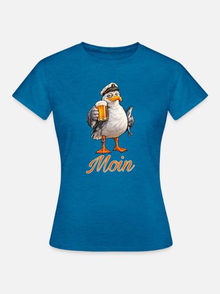 Möwe Moin - Frauen T-Shirt - Antikblaues Saphir meliert