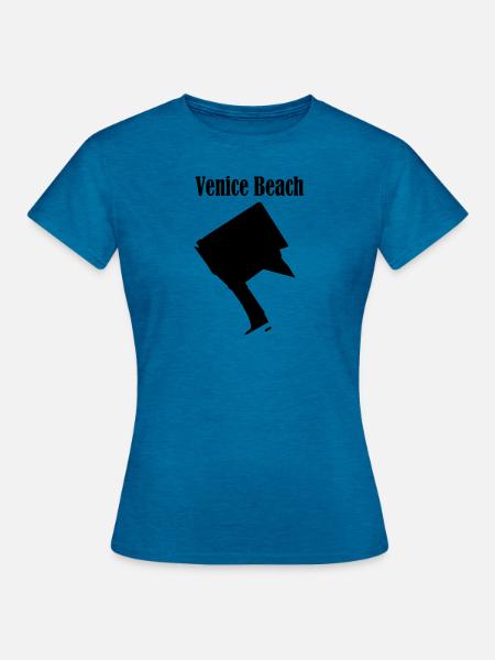 Venice Beach L.A. Schwarz - Frauen T-Shirt - Antikblaues Saphir meliert