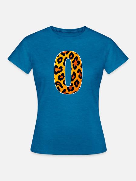 Leopard_Buchstabenmuster_-_O - Frauen T-Shirt - Antikblaues Saphir meliert