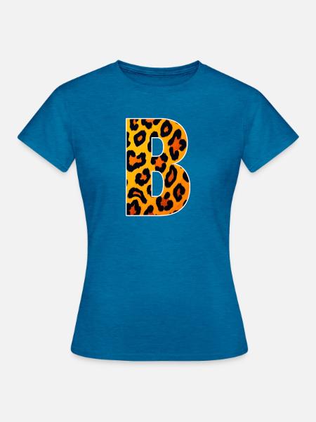 LeopardB Monogramm im Leopardenlook - Frauen T-Shirt - Antikblaues Saphir meliert