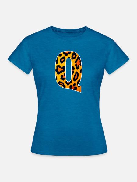 Leopard_Buchstabenmuster_-_Q - Frauen T-Shirt - Antikblaues Saphir meliert