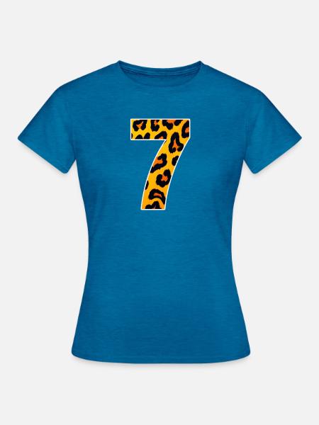 Leopard 7 Neon Muster - Frauen T-Shirt - Antikblaues Saphir meliert