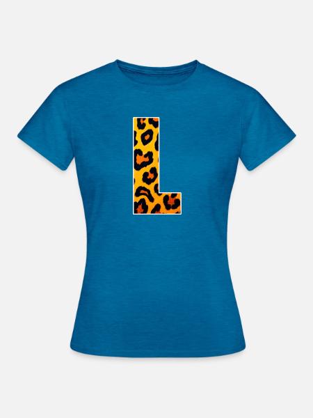 Leopard Print Eckdesign - Frauen T-Shirt - Antikblaues Saphir meliert