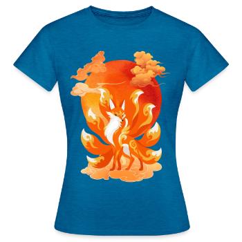 Neunschwänziger Fuchs – Ursprüngliches Geschenk - Frauen T-Shirt - Antikblaues Saphir meliert - Vorne - AI Model Female 172 dark (172cm)