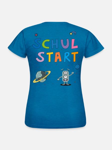 Schulstart Schulkind - Frauen T-Shirt - Antikblaues Saphir meliert