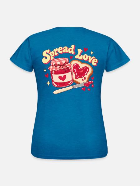 Spread Love Jam & Toast - Frauen T-Shirt - Antikblaues Saphir meliert
