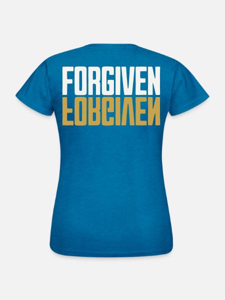 Forgiven Spiegel Design Weiß Gold Dark - Frauen T-Shirt - Antikblaues Saphir meliert