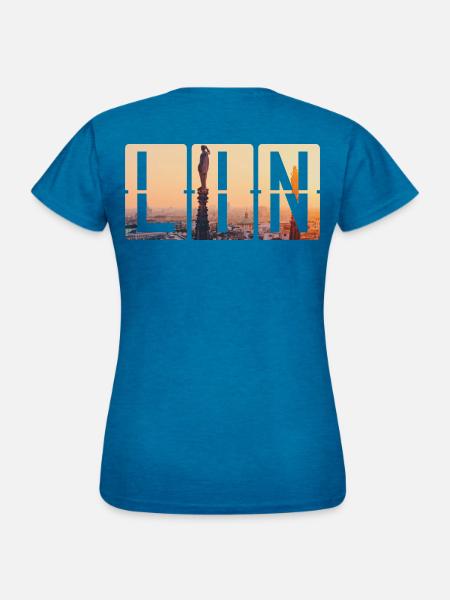 Flughafen Milan Linate LIN - Frauen T-Shirt - Antikblaues Saphir meliert