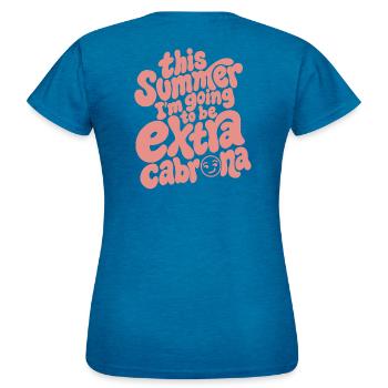 This summer... - Women's T-Shirt - antique blue sapphire heather - Back - AI Model Female 172 dark (172cm)