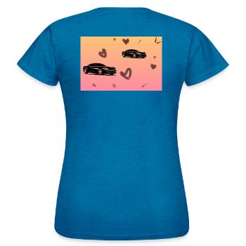 Auto - Frauen T-Shirt - Antikblaues Saphir meliert - Hinten - AI Model Female 172 dark (172cm)