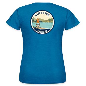 Humour IA - Planche à voile - T-shirt Femme - bleu saphir antique chiné - Dos - AI Model Female 172 dark (172cm)
