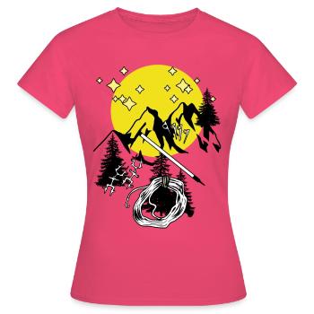 Tyrol Alps Mountains Full Moon Mountains Mountaineer Alm - Women's T-Shirt - azalea - Front - AI Model Female 172 dark (172cm)