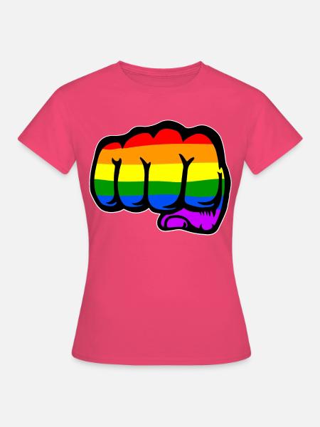 Regenbogenflagge Hand Faust - Frauen T-Shirt - Azalea