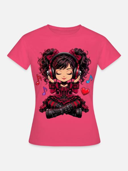 Gothic Chibi Girl Musik - Frauen T-Shirt - Azalea