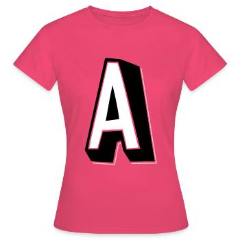 Lettre A - Alphabet A - T-shirt Femme - rose azalée - Devant - AI Model Female 172 dark (172cm)