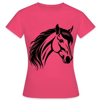 Tête de cheval - T-shirt Femme - rose azalée - Devant - AI Model Female 172 dark (172cm)