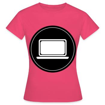 Ordinateur portable Pc Office - T-shirt Femme - rose azalée - Devant - AI Model Female 172 dark (172cm)
