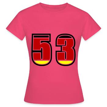 53 Numéro Allemagne Jersey - T-shirt Femme - rose azalée - Devant - AI Model Female 172 dark (172cm)