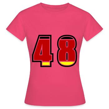 48 Numéro Allemagne Jersey - T-shirt Femme - rose azalée - Devant - AI Model Female 172 dark (172cm)