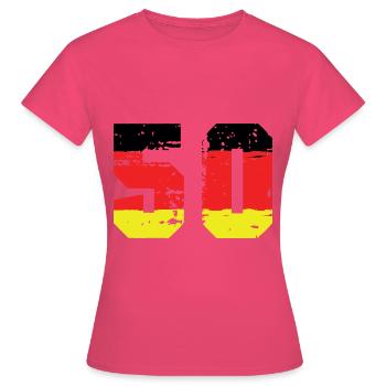 Maillot Allemagne numéro 50 - T-shirt Femme - rose azalée - Devant - AI Model Female 172 dark (172cm)