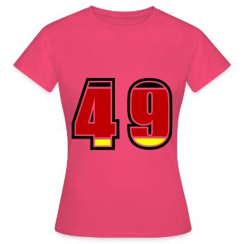 49 Numéro Allemagne Jersey - T-shirt Femme - rose azalée - Devant - AI Model Female 172 dark (172cm)