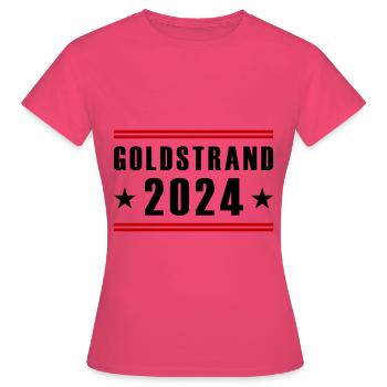 Goldstrand 2024 - Frauen T-Shirt - Azalea - Vorne - AI Model Female 172 dark (172cm)