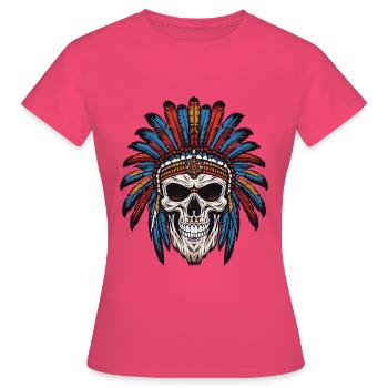 Crâne de chef indien Apache - T-shirt Femme - rose azalée - Devant - AI Model Female 172 dark (172cm)