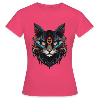 Tête de chat - T-shirt Femme - rose azalée - Devant - AI Model Female 172 dark (172cm)