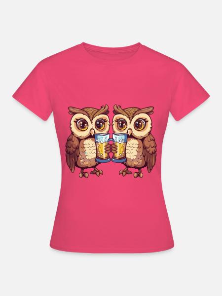 Eule Comic Bier Lustig Saufen - Frauen T-Shirt - Azalea
