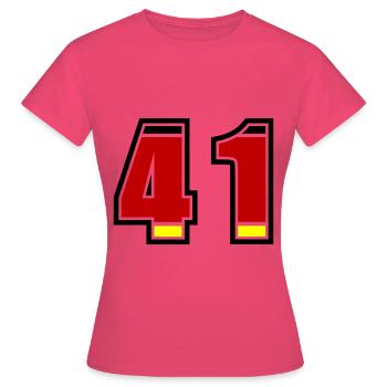 41 Numéro Allemagne Jersey - T-shirt Femme - rose azalée - Devant - AI Model Female 172 dark (172cm)