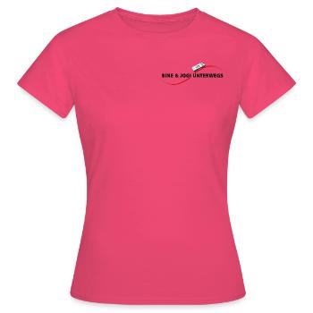 Logo Bine Jogi unterwegs final - Frauen T-Shirt - Azalea - Vorne - AI Model Female 172 dark (172cm)