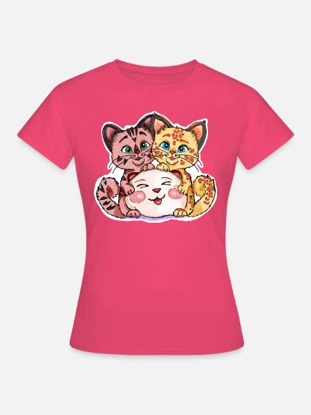 Zwei Kätzchen mit Stofftier - Frauen T-Shirt - Azalea