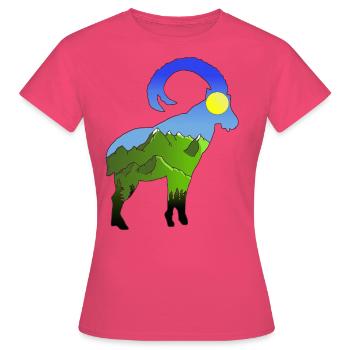 Ombre bouquetin montagnes - T-shirt Femme - rose azalée - Devant - AI Model Female 172 dark (172cm)