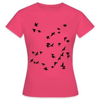 Mouches du troupeau d’oiseaux - T-shirt Femme - rose azalée - Devant - AI Model Female 172 dark (172cm)