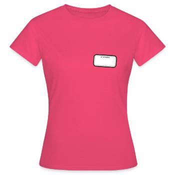 Badge « Salut ! Je m’appelle » (vide) - T-shirt Femme - rose azalée - Devant - AI Model Female 172 dark (172cm)