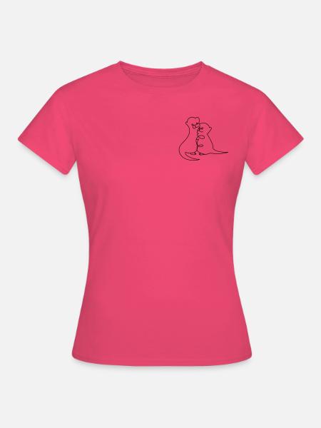 Otter One Line Drawing - Frauen T-Shirt - Azalea