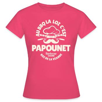 au BBQ la loi c papounet B - T-shirt Femme - rose azalée - Devant - AI Model Female 172 dark (172cm)
