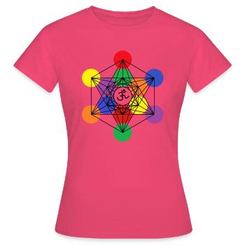 Cube de Métatron 1 - T-shirt Femme - rose azalée - Devant - AI Model Female 172 dark (172cm)